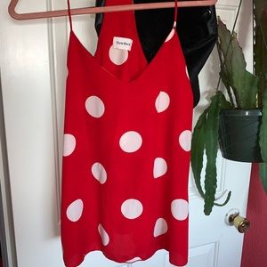 Red polka dot tank top blouse